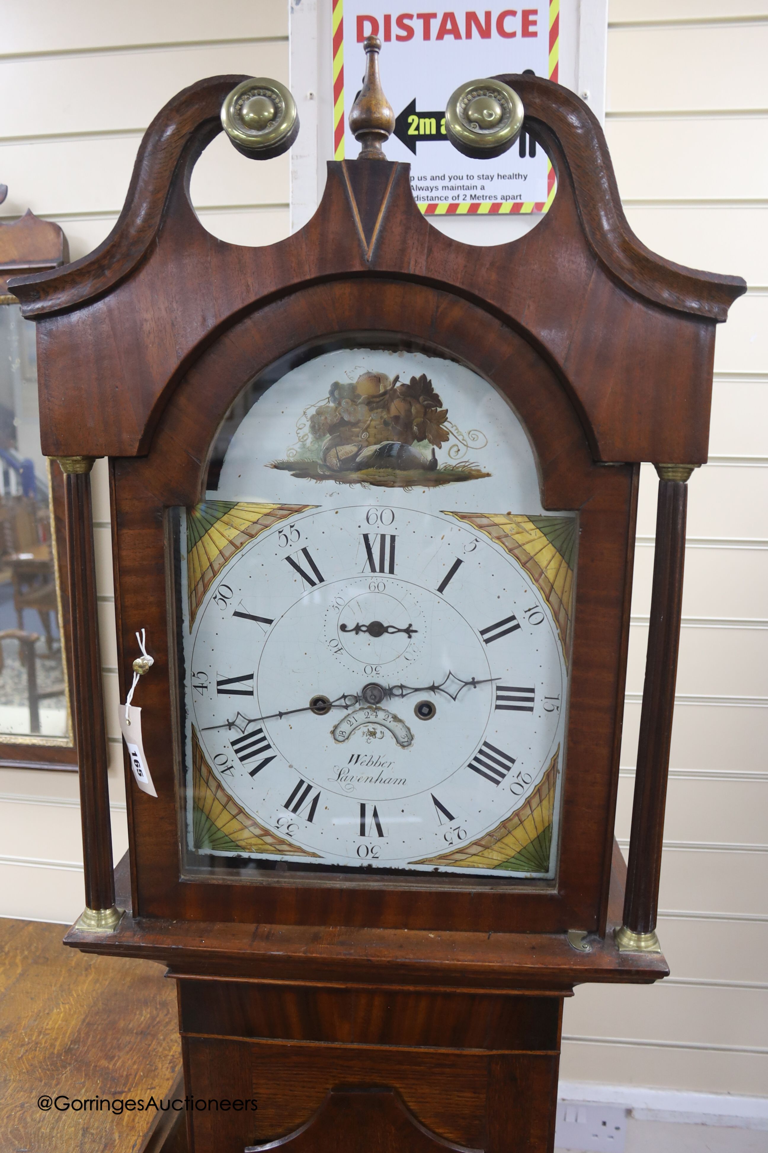 An early 19th century oak eight day longcase clock, marked Webber, Lavenham, height 205cm